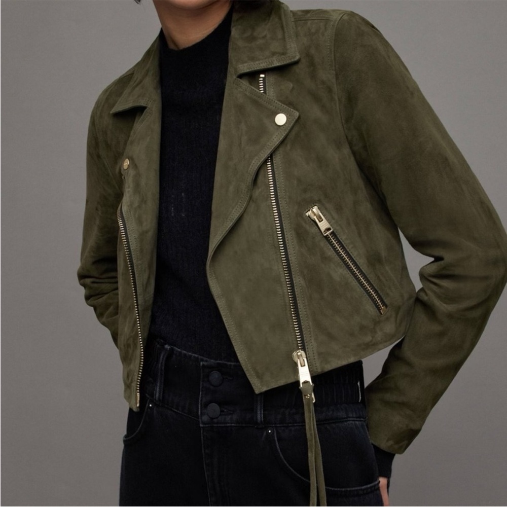 All Saints - Dalby Slim Fit Suede Biker Jacket